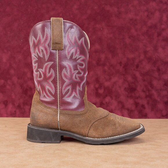 Ariat Women Delilah Brown Pink Leather Cowboy Western Boots sz 7 - Picture 9 of 9